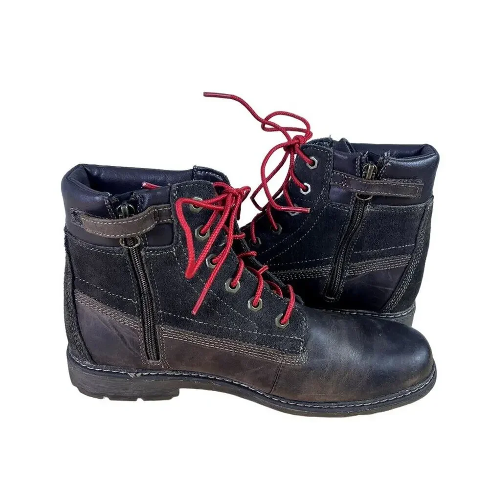 Timberland Boots Junior Boys 6 Classic Inch 8296R Brown Leather Zip Up Winter